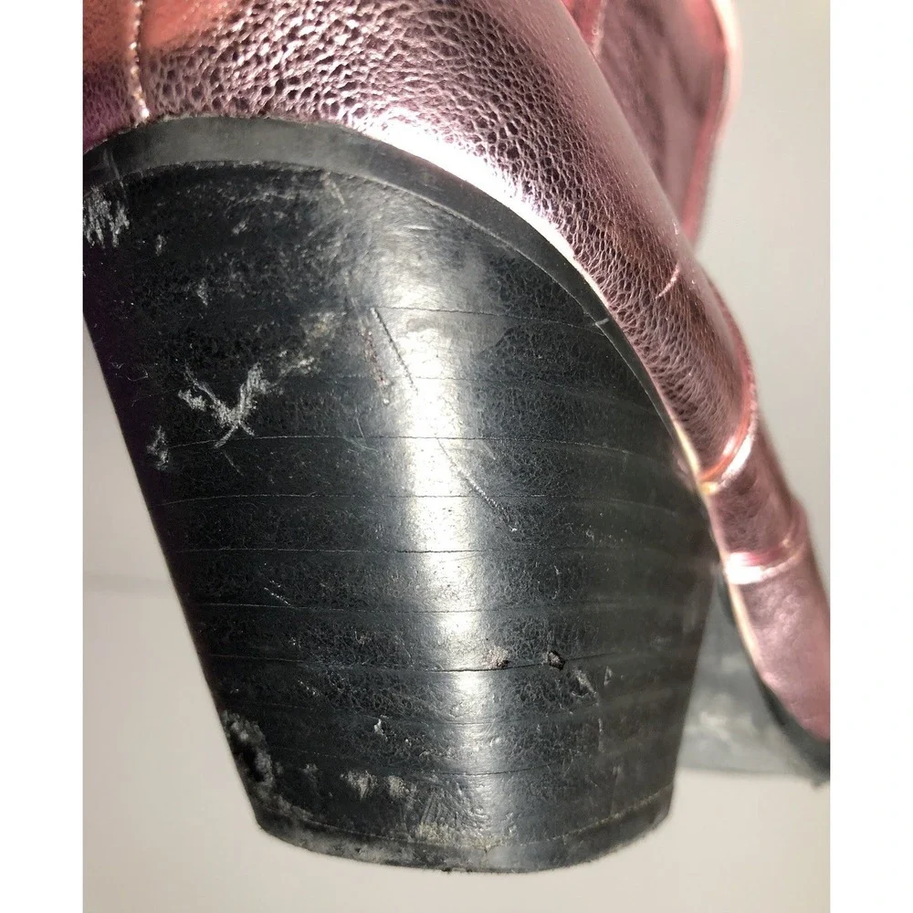 Billini Andi Metallic Pink Fringe Cowboy Cowgirl Boots Womens Damaged Heels 9 - Picture 12 of 16